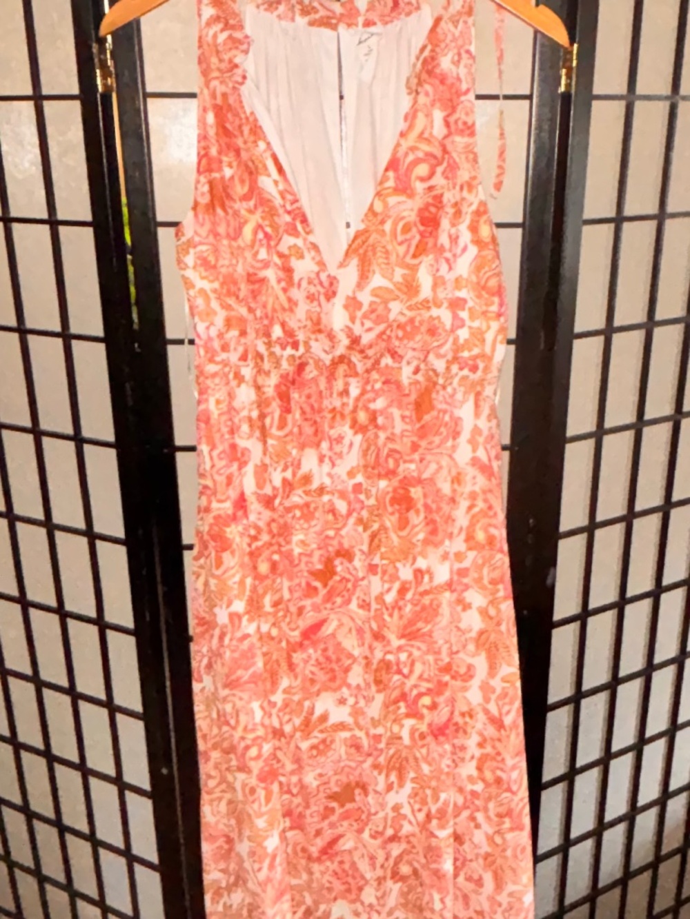 Orange and White Sleeveless Summer Dress
